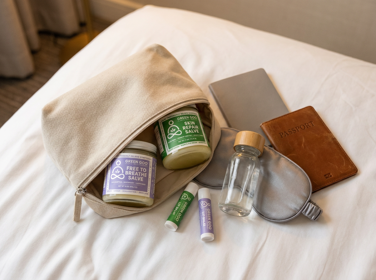 Cold Season Travel Kit: Airplane and Hotel Comfort Essentials for Skin and Breathing